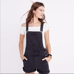Madewell black denim shortalls overalls